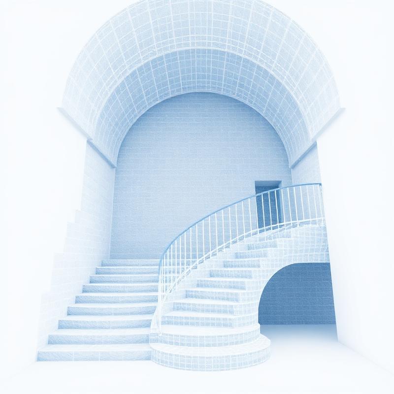 Point cloud and wireframe model of a Mediterranean stone staircase and vault